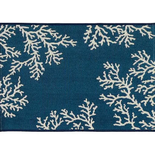 Navy Blue Coral Indoor/Outdoor Rug, 2x3