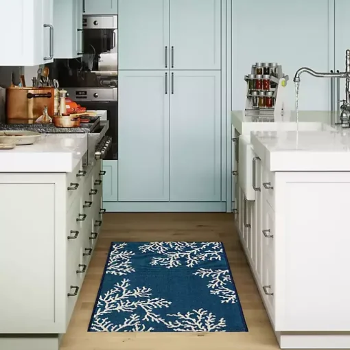 Navy Blue Coral Indoor/Outdoor Rug, 2x3