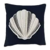 Navy Blue Embroidered Shell Throw Pillow