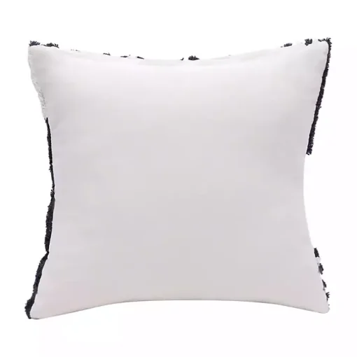 Navy Blue Geometric Shag Throw Pillow