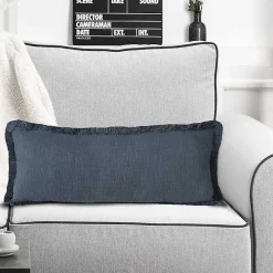 Navy Blue Handwoven Appen Lumbar Pillow