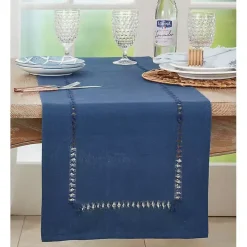 Navy Blue Hemstitch Table Runner