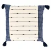 Navy Blue Stripe Tassel Throw Pillow