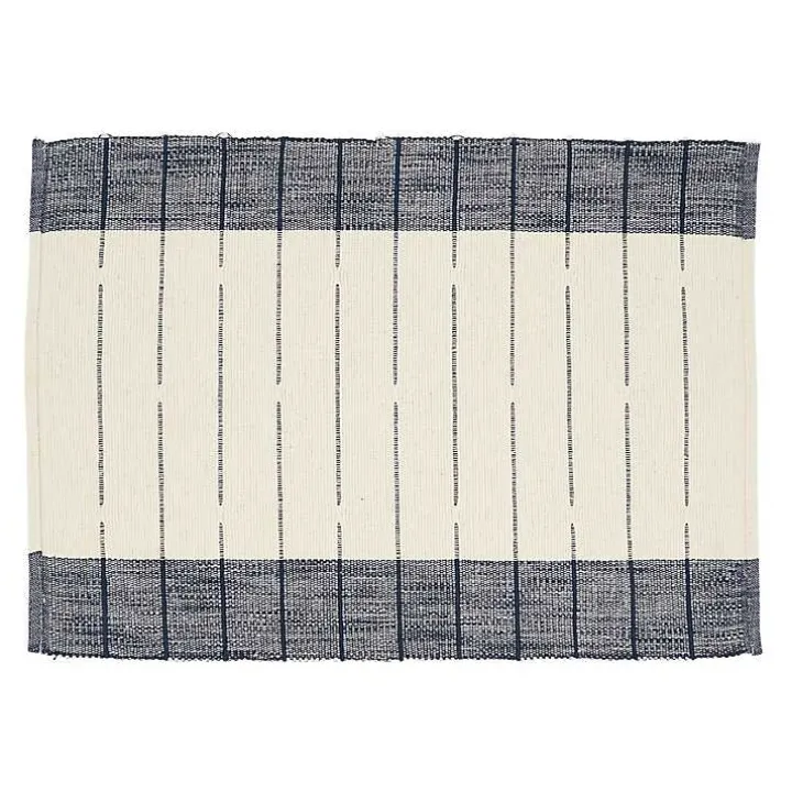Navy Blue Thin Stripes Placemats, Set of 4