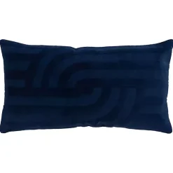 Navy Blue Velvet Abstract Stripe Lumbar Pillow