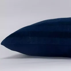 Navy Blue Velvet Abstract Stripe Lumbar Pillow