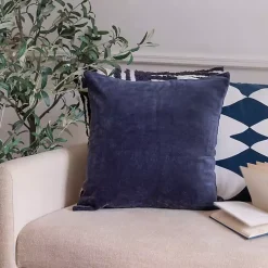 Navy Blue Velvet Handmade Throw Pillow