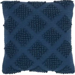 Navy Blue Woven Diamond Pillow