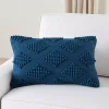 Navy Blue Woven Diamonds Lumbar Pillow
