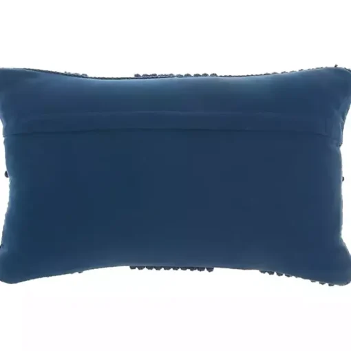 Navy Blue Woven Diamonds Lumbar Pillow