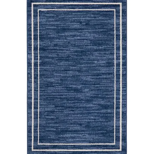 Navy Bordered Indoor/Outdoor Area Rug, 3x5