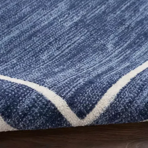 Navy Bordered Indoor/Outdoor Area Rug, 3x5