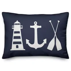 Navy Coastal Symbols Pillow