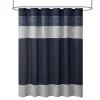 Navy Colorblock Silky Shower Curtain