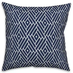 Navy Diamond Geo Outdoor Pillow