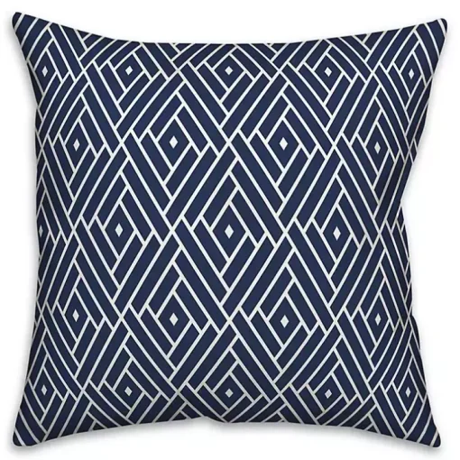 Navy Diamond Geo Outdoor Pillow