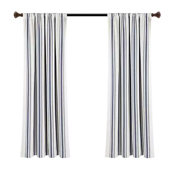 Navy Farmhouse Stripe Curtain Panels, Set of 2