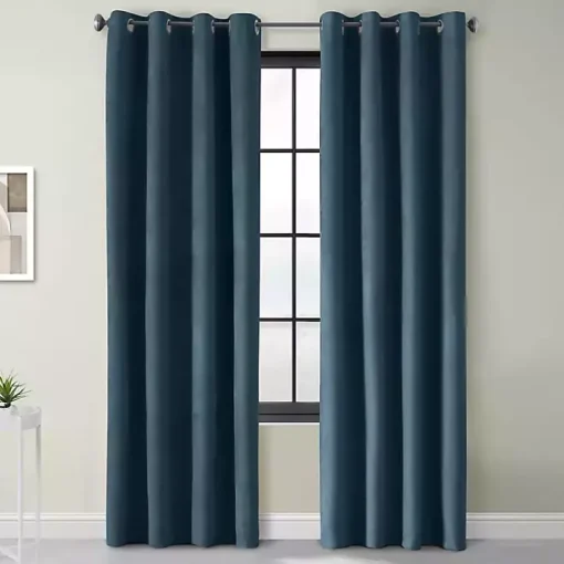 Navy Faux Suede Blackout Curtain Panel, 108 in.