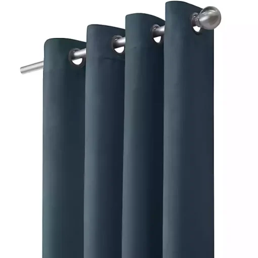 Navy Faux Suede Blackout Curtain Panel, 108 in.