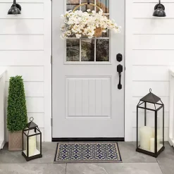 Navy Floral Pattern Doormat