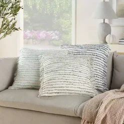 Navy Handstitched Stripes Throw Pillow