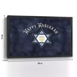Navy Happy Hanukkah Star Framed Wall Art