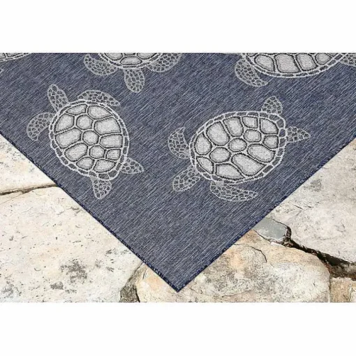 Navy Harrison Turtle Indoor/Outdoor Area Rug, 7x9