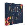 Navy Hello Fall Wood Plank Canvas Wall Art