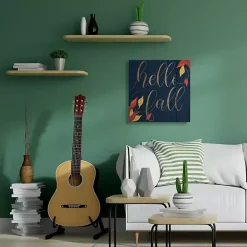 Navy Hello Fall Wood Plank Canvas Wall Art