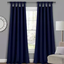 Navy Knotted Curtain Panel Set, 84 in.