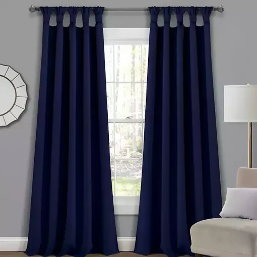 Navy Knotted Curtain Panel Set, 84 in.