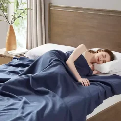 Navy Liquid Cotton Twin Blanket