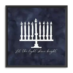 Navy Menorah Framed Hanukkah Wall Art