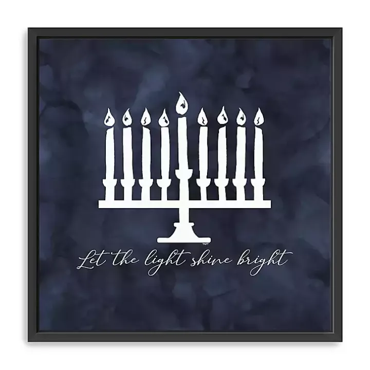 Navy Menorah Framed Hanukkah Wall Art