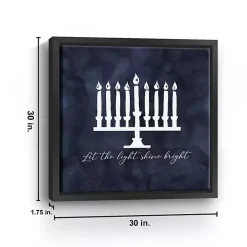 Navy Menorah Framed Hanukkah Wall Art
