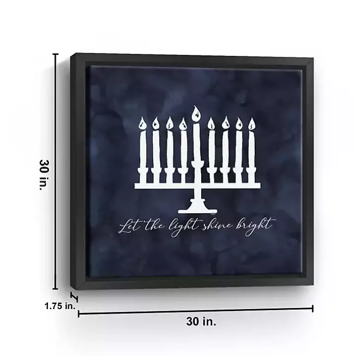 Navy Menorah Framed Hanukkah Wall Art