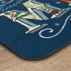 Navy Merry Little Christmas Kitchen Mat