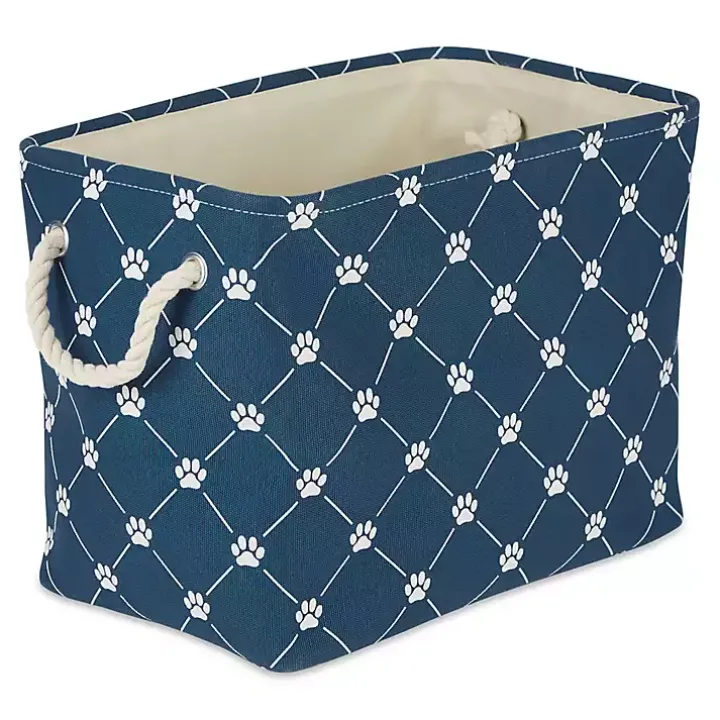 Navy Paw Trellis Rectangle Basket, 14 in.