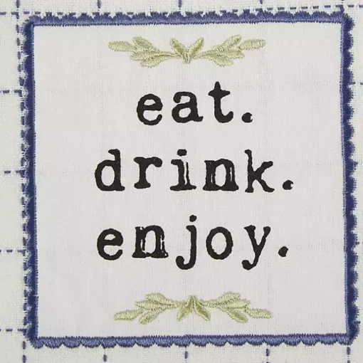 Navy Plaid Eat Drink Enjoy 4-pc. Dish Towel Set