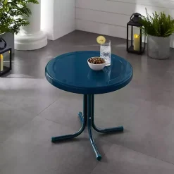 Navy Retro Metal Outdoor Side Table