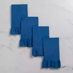 Navy Ruffle Napkins, Set of 4