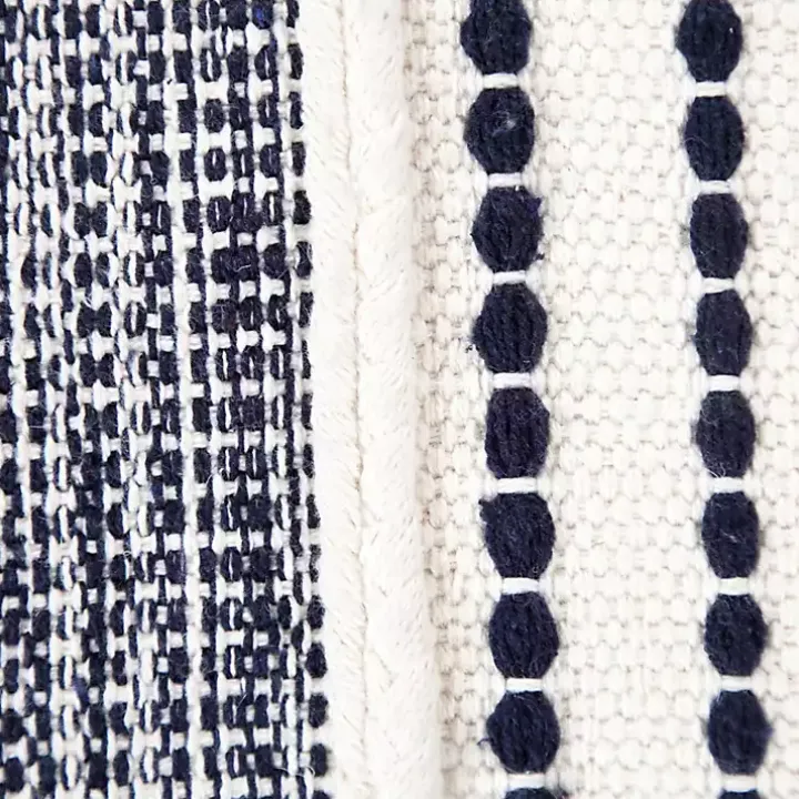 Navy Seaside Textured Stripe Pouf