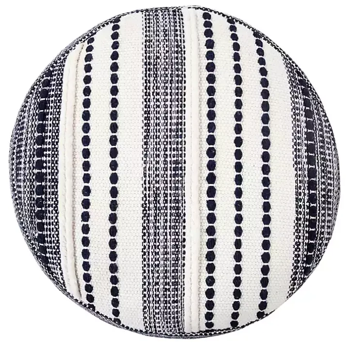Navy Seaside Textured Stripe Pouf