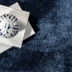 Navy Shag Washable Area Rug, 6x9