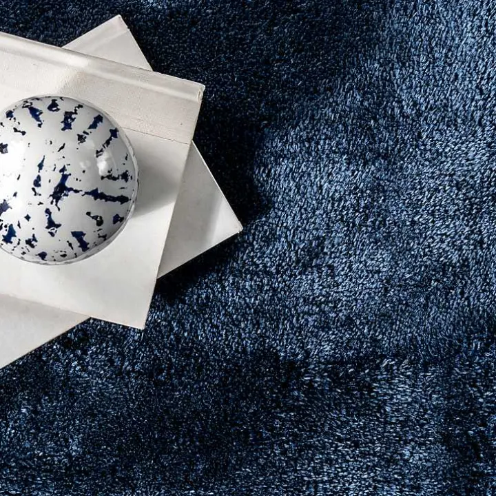 Navy Shag Washable Area Rug, 6x9