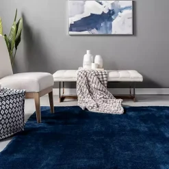 Navy Shag Washable Area Rug, 6x9