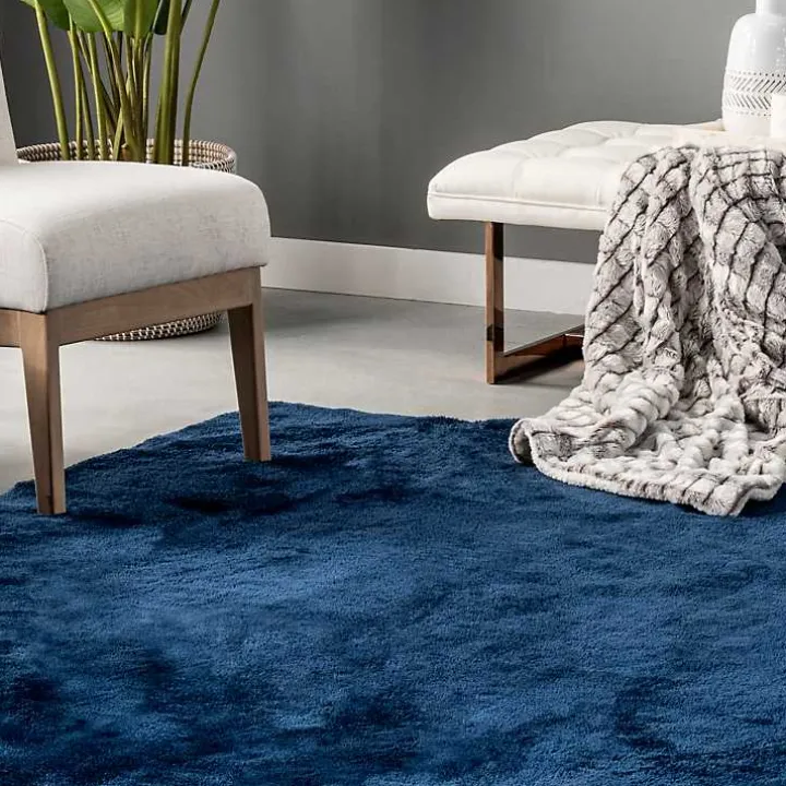 Navy Shag Washable Area Rug, 6x9
