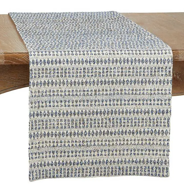 Navy Woven Line Stripe Table Runner