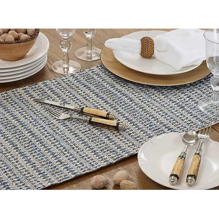 Navy Woven Line Stripe Table Runner
