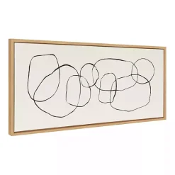 Neutral Abstract Circles Framed Canvas Art Print